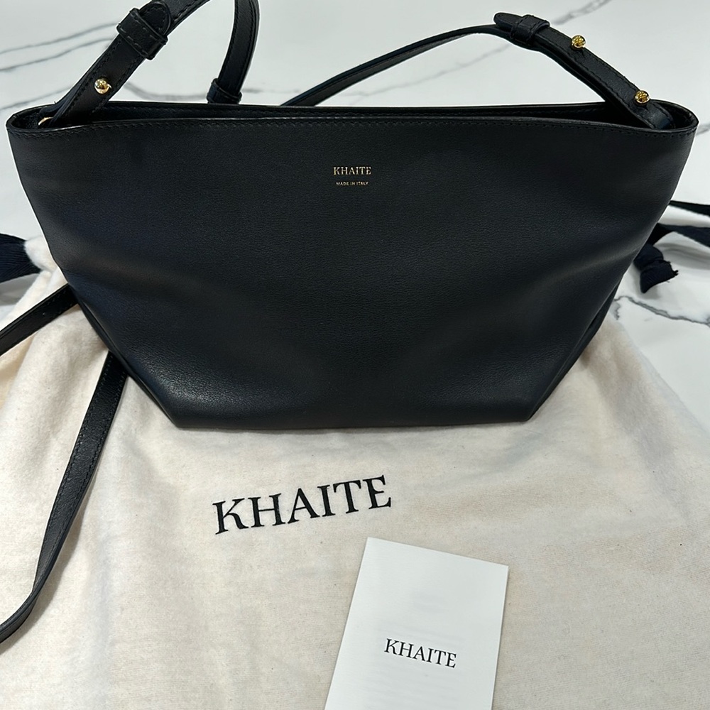Khaite Envelope Pleat Crossbody in Black